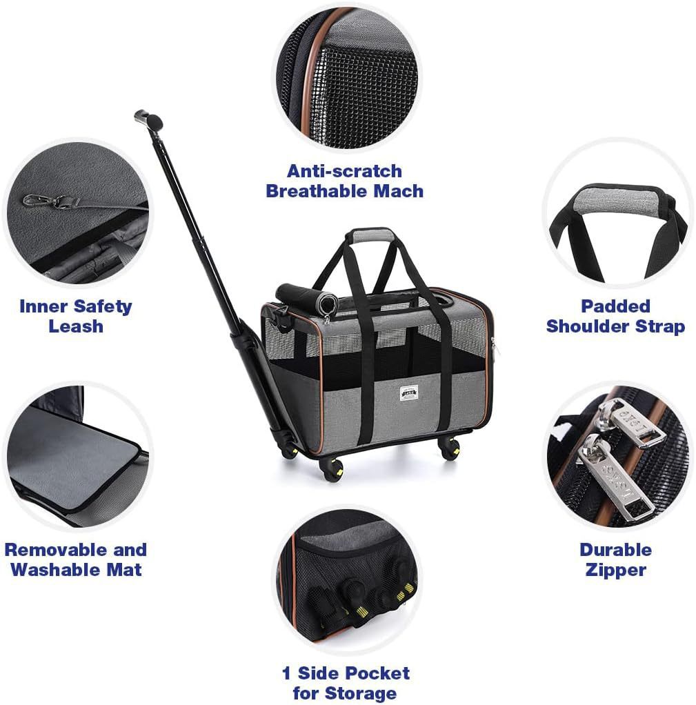 Dog Carriers & Travel Products Handbag Small Dog Pet Polyester Rolling For Cats Dogs Bags Pet Crate Travel Outdoor Use - Black